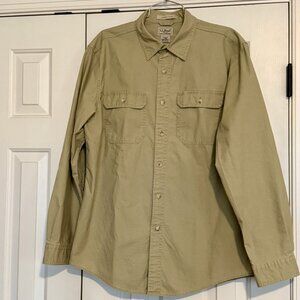 Vintage L.L. Bean 100% Cotton Button Down Camp Shirt Men's Large, Khaki